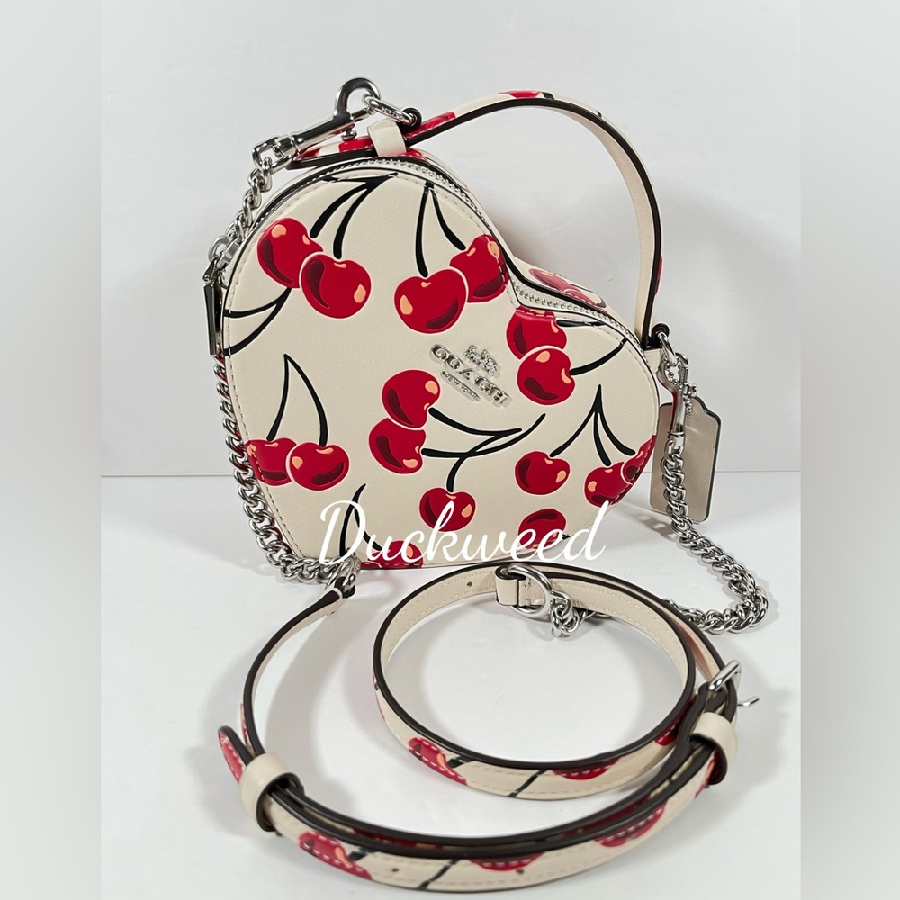 Sold ❌NWT！COACH HEART CROSSBODY BAG WITH CHERRY PRINT